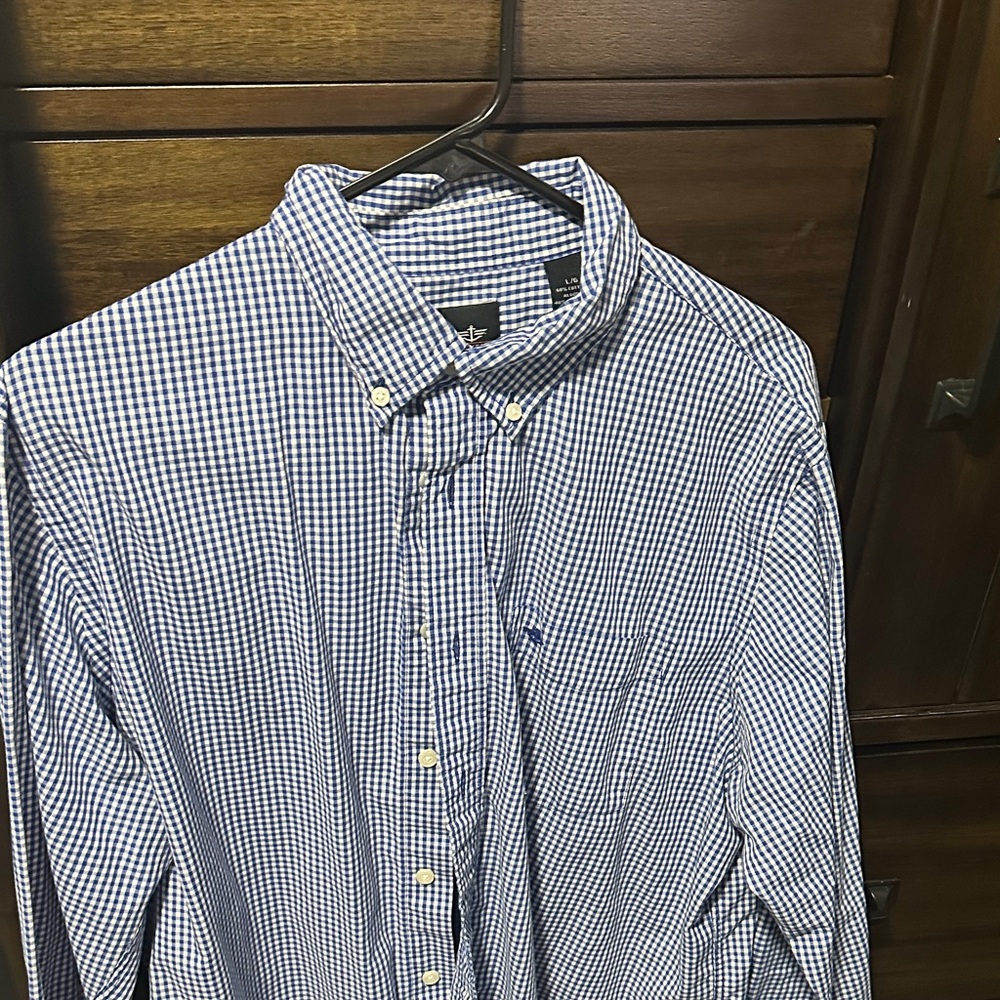 Dockers Men's Navy Checkered Dress Shirt